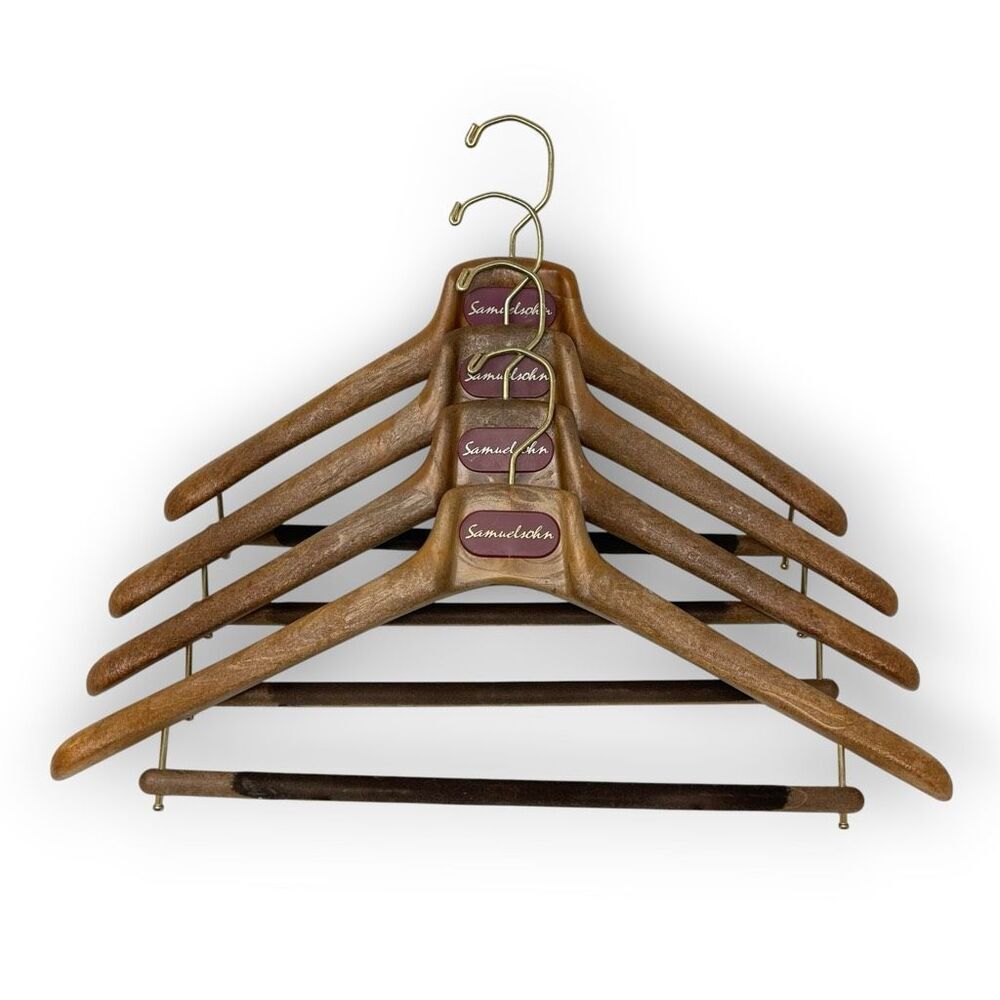 Samuelsohn Suit Coat Hanger Heavy Duty Composite Wood Lot of 4 Hangers Clothing